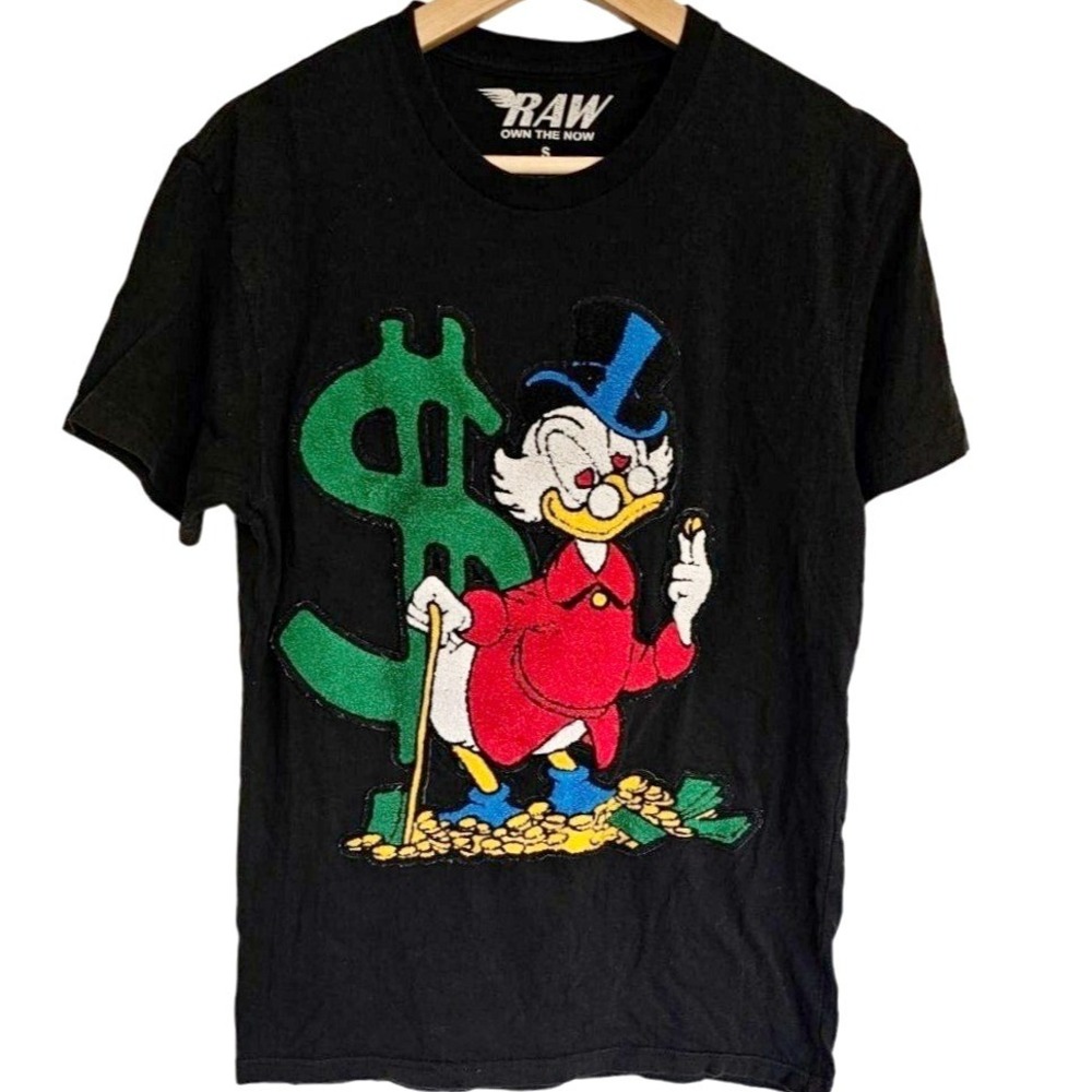 Raw t-shirt mens‎ size Small Black Scrooge Donald Duck